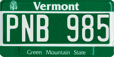 VT license plate PNB985