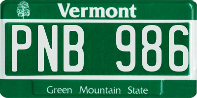 VT license plate PNB986