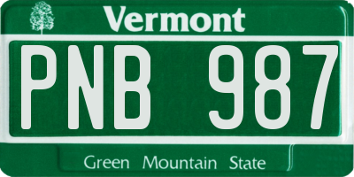 VT license plate PNB987