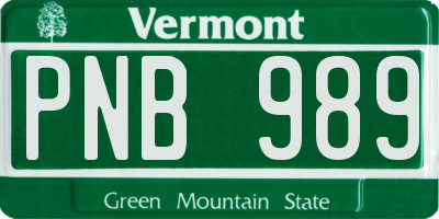 VT license plate PNB989