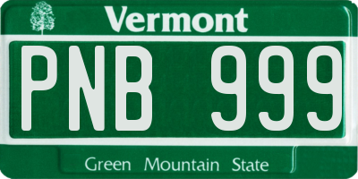 VT license plate PNB999
