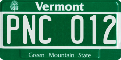 VT license plate PNC012