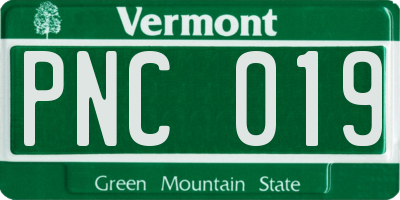 VT license plate PNC019