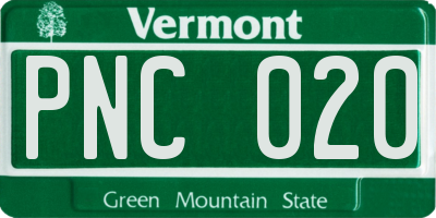 VT license plate PNC020