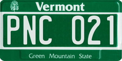 VT license plate PNC021