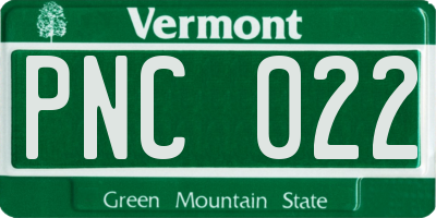 VT license plate PNC022