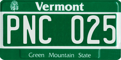 VT license plate PNC025