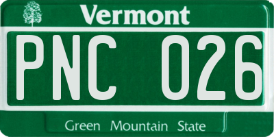 VT license plate PNC026