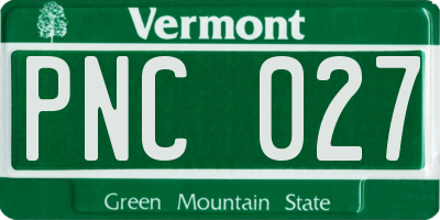VT license plate PNC027