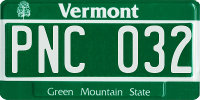 VT license plate PNC032