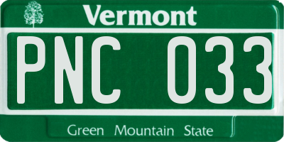 VT license plate PNC033