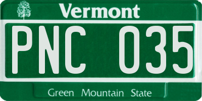 VT license plate PNC035