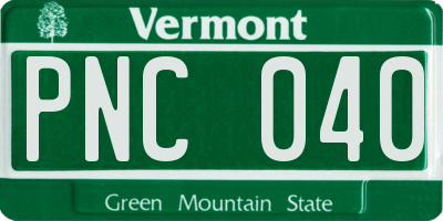 VT license plate PNC040