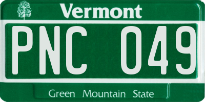 VT license plate PNC049