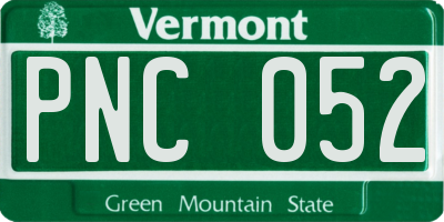 VT license plate PNC052