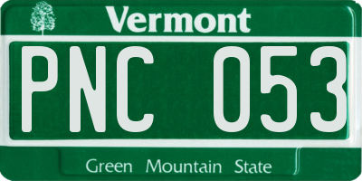 VT license plate PNC053