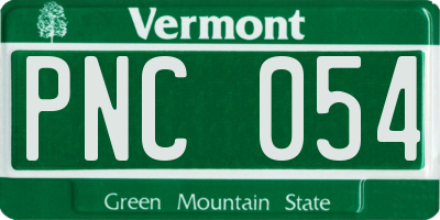 VT license plate PNC054