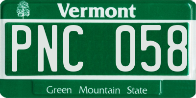 VT license plate PNC058