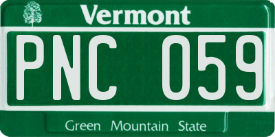 VT license plate PNC059