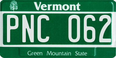 VT license plate PNC062
