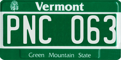 VT license plate PNC063