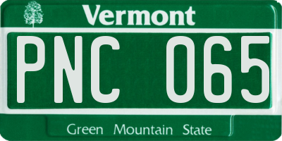 VT license plate PNC065