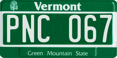 VT license plate PNC067