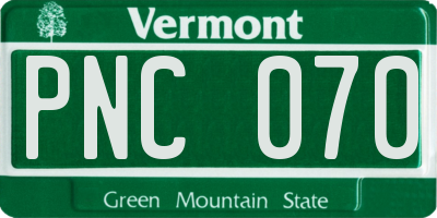 VT license plate PNC070