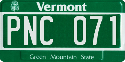 VT license plate PNC071