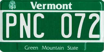 VT license plate PNC072