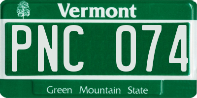 VT license plate PNC074