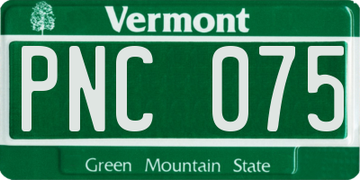 VT license plate PNC075