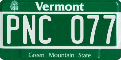 VT license plate PNC077