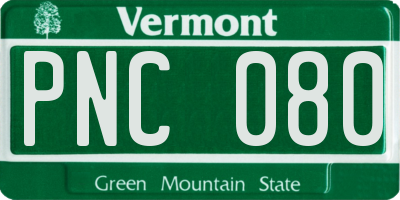 VT license plate PNC080