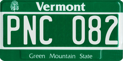 VT license plate PNC082