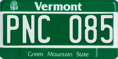 VT license plate PNC085