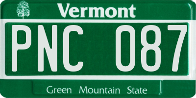 VT license plate PNC087