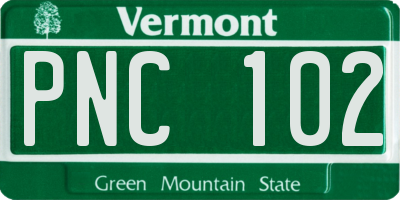 VT license plate PNC102