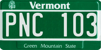 VT license plate PNC103