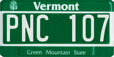 VT license plate PNC107