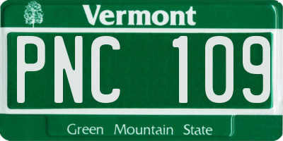 VT license plate PNC109