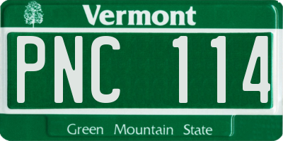 VT license plate PNC114