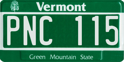 VT license plate PNC115