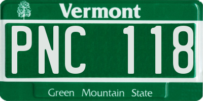 VT license plate PNC118
