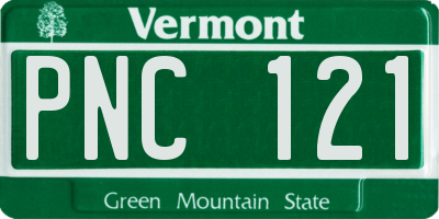 VT license plate PNC121