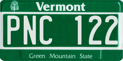 VT license plate PNC122