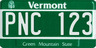 VT license plate PNC123