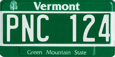 VT license plate PNC124