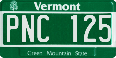 VT license plate PNC125