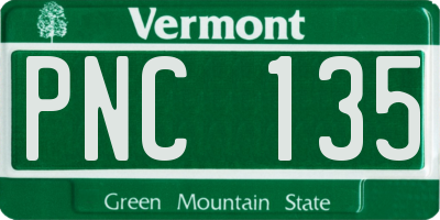 VT license plate PNC135